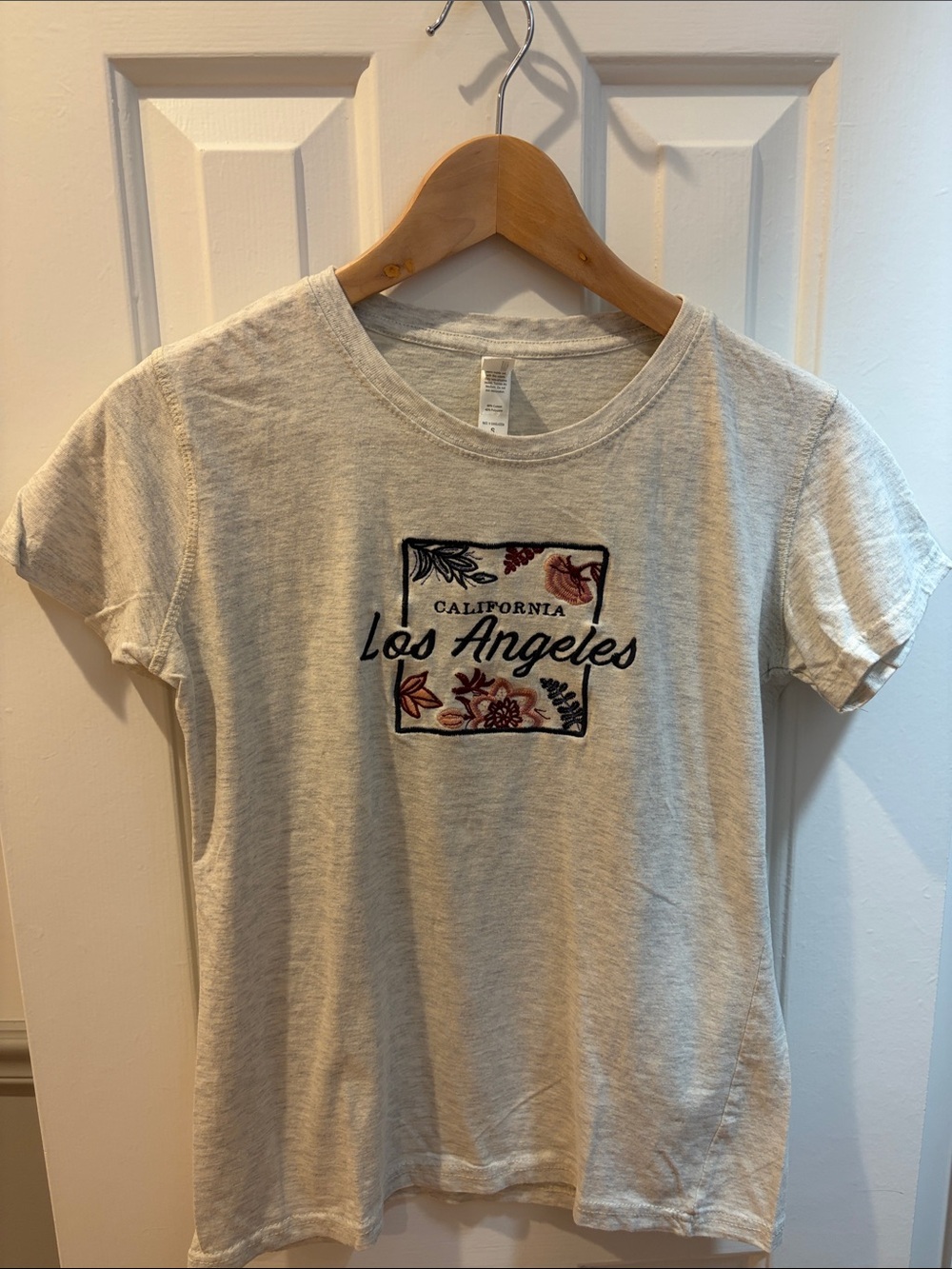 Los Angeles Graphic Tee - Light Gray with Navy Script